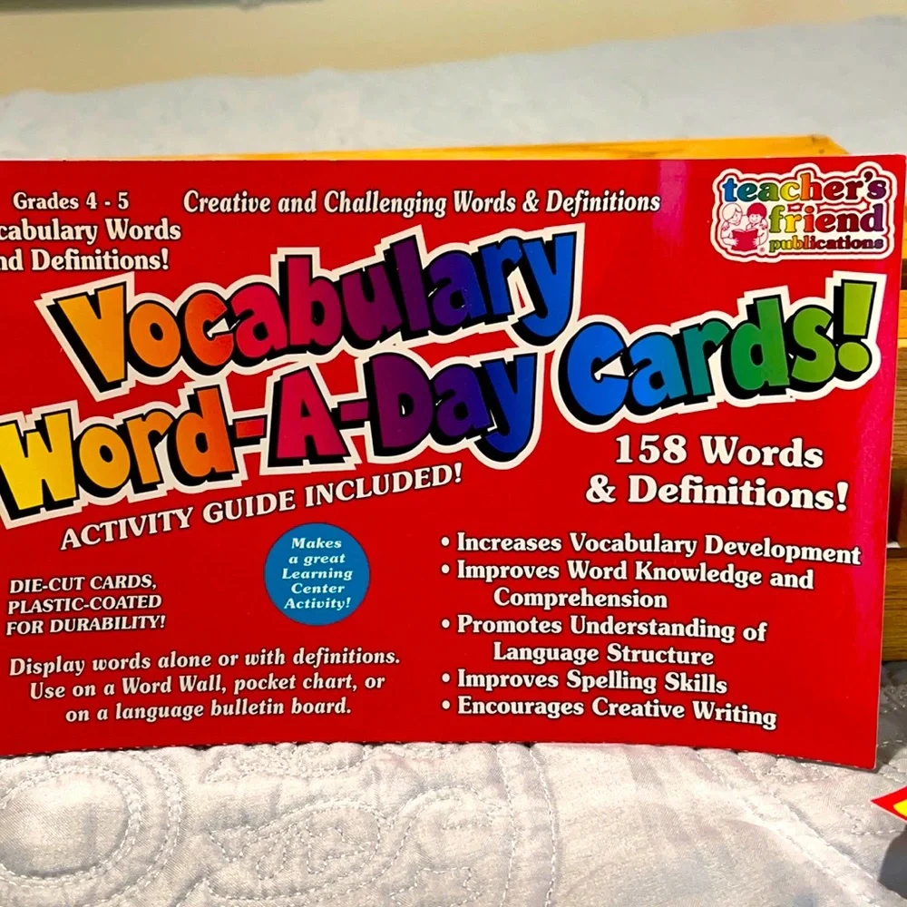 Plastic Coated Vocabulary Words & Definitions